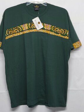 D'iyanu Mens T Shirt African Print Size XXL Short Sleeve Made in USA Cotton NWT